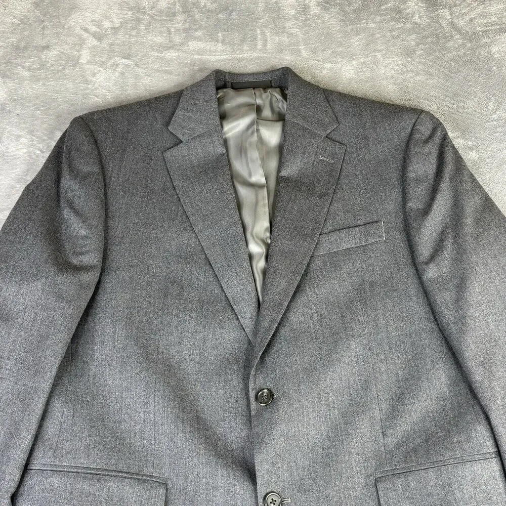CHAPS Sport Coat Mens 42R Gray 100%‎ Wool Jacket 2 Button Fully Lined
